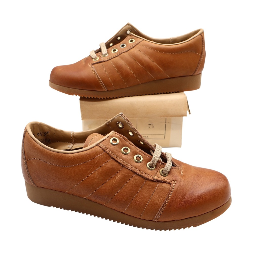Sportiques Sneakers 7.5 Vintage Deadstock Brown Leather Gum Ripple Sole Romania